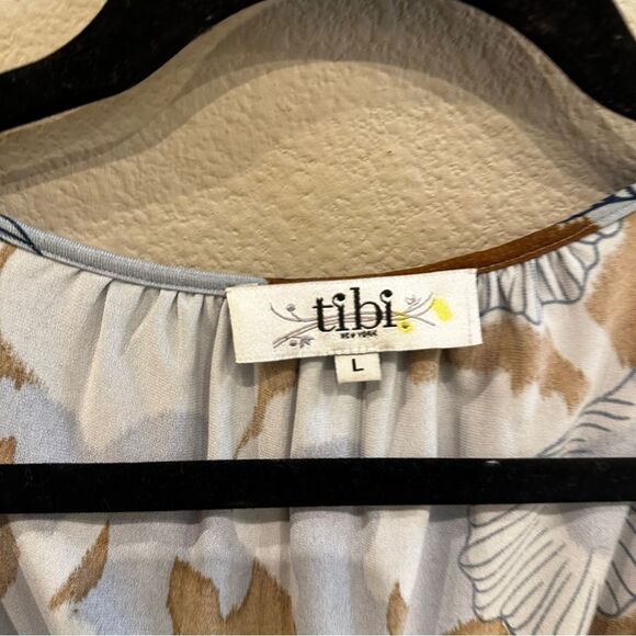 Tibi | L | Blue and Brown Wrap Sundress with Dolman Cap Sleeves size large - Picture 4 of 7